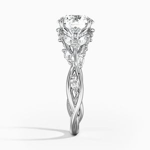 Anillo de Compromiso RITZIN RIH3223 con Corte Redondo Elegante para Mujer, Anillo de Boda de Oro Blanco - Product Image 2
