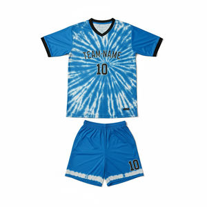 Conjunto de uniforme de fútbol personalizado con nombre de equipo, transpirable, con protección UV, rayas aplicadas, 100% poliéster, camiseta de manga corta - Product Image 1