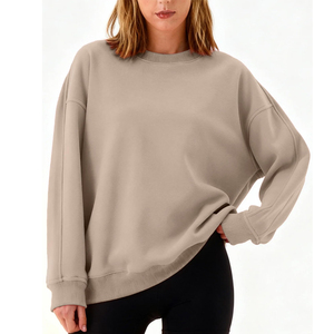 Sweat-shirt à col rond en molleton de coton pour femme, décontracté, surdimensionné, respirant, écologique, doublé pour l'hiver - Product Image 1