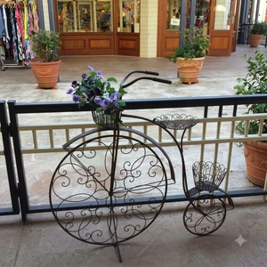 Support à plantes circulaire vintage en fer forgé époxyré à 1 niveau pour vélo, pour l'intérieur et l'extérieur, présentoir de pots de fleurs de jardin - Product Image 2