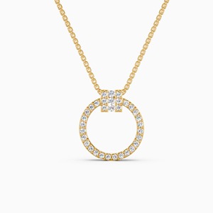 Colgante circular elegante hecho en oro de 9 quilates con un diamante cultivado en laboratorio de 0.26 quilates - Product Image 3