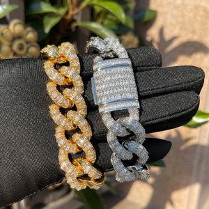 Pulsera de Diamantes Cultivados en Laboratorio Incoloros, Corte Baguette, Estilo Iced Out, 20MM, Eslabones Cubanos, Estilo Hip Hop, Pulsera para Hombre, Estilo Rapero - Product Image 2