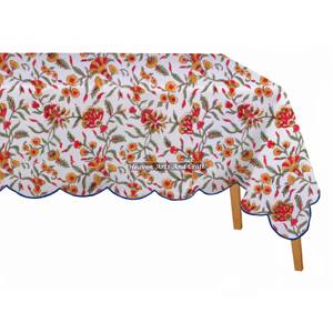 Mantel Rectangular de Algodón con Estampado de Bloques de 70x126 Pulgadas, Estilo Real, para Fiestas y Bodas, con Borde Festoneado, Fabricante Mayorista - Product Image 3