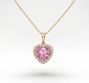 Collier avec pendentif en forme de cœur et diamants ronds, design pour un usage quotidien, bijoux romantiques pour femmes, diamants naturels et de laboratoire - Product Image 1