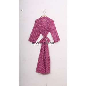 Bata Kimono 100% Algodón con Estampado Floral para Mujer, Ropa de Noche de Verano, Vestido de Playa, Bata con Logo Trasero - Product Image 4