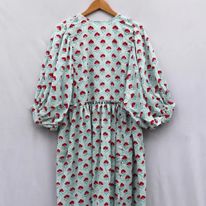 Beautiful floral Cotton Block Printed dress Dress For Casual wear Hand Block Printed Dress - Product Image 6