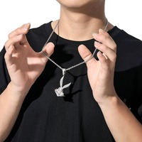 Collier Pendentif Lapin Animal Cartoon Hip Hop Bling Plaqué Or avec Diamants pour Hommes et Femmes Bijoux Corporels