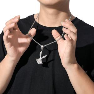 จี้เพชรรูปกระต่ายการ์ตูนฮิปฮอปน่ารัก ชุบทอง สร้อยคอจี้แบบมีประกาย สำหรับผู้ชายและผู้หญิง เครื่องประดับกาย - Product Image 4