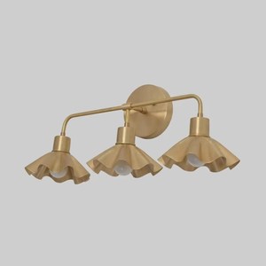 Modern Brass Wall Sconce Triple Vanity Light Fixture Removable Art Deco Design Irregular Shade Indoor Bathroom Diwali Retirement - Product Image 2