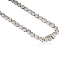 Women's Trendy 925 Sterling Silver Oval Shape <b>Opal</b> Gemstone Bezel Set Tennis <b>Necklace</b> Wholesale Price Fine Jewelry - Product Image 6
