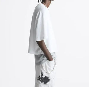 T-shirts pour hommes sur mesure, coupe ample, style streetwear, dernière tendance, coupe ajustée sans coutures, fabriqués en tissu peigné - Product Image 4