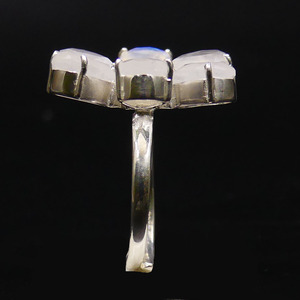 Wedding Wear 925 Sterling Silver Gold Plated Jewelry White <b>Rainbow</b> Moonstone Amethyst Gemstone Classic Ring - Product Image 2