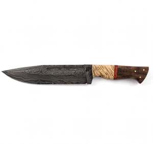 Handcrafted Patterned Steel Long-<b>Profile</b> Utility Craft <b>Tool</b> Mixed Wood Handle Executive Display Piece - Product Image 1