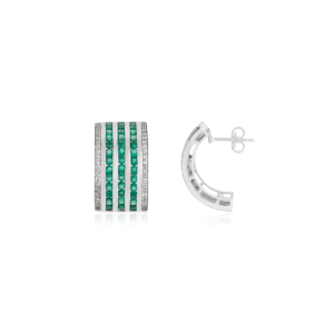Nuevas llegadas: Pendientes de plata de ley 925 con ónix verde 100% auténtico, diseño de media aro, joyería fina para mujer. - Product Image 3