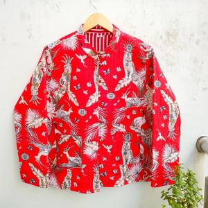 Veste matelassée légère et respirante en coton brodé imprimé animalier rouge, écologique, pour femme - Collection 2026 - Vente chaude - Direct Usine - Product Image 1