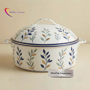 Olla térmica de acero inoxidable con aislamiento, juego de calentadores de alimentos, plato para servir con estampado, juego de vajilla de cocina, venta al por mayor para buffet - Product Image 2