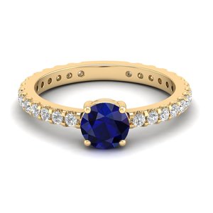 Bague solitaire minimaliste REYES en or massif 14 carats pour femme, saphir bleu 0,84 ct, taille brillant rond, magnifique. - Product Image 6
