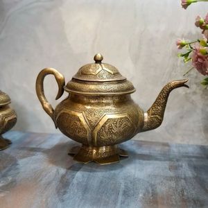 Decorative luxury centrepiece elegant <b>tea</b> brewing <b>pot</b> artisan hosting accessory premium engraved serve ware floral decorative - Product Image 4