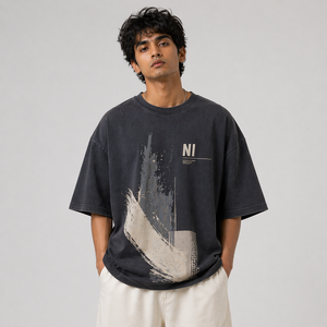 เสื้อยืดโอเวอร์ไซส์ผู้ชาย ผ้าฝ้าย ทรงหลวม ไหล่ตก แบบเรียบ สตรีทแวร์ รับสกรีนลาย ขายส่ง - Product Image 4