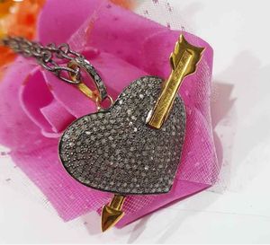 Pendentif Cœur Verrou Éternel en Argent Sterling 925, Plaqué Rhodium Noir Vintage, Diamant Certifié Taille Unique Pavé, 45x26MM - Product Image 2