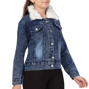 Chaqueta Vaquera de Mujer de Alta Calidad con Cuello de Piel Sintética, Algodón Lavado a la Piedra, Corte Casual, para Otoño, Largo Regular, Cierre con Botones - Product Image 4