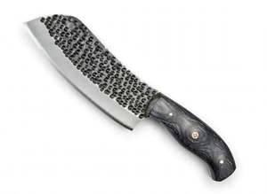 Handcrafted Forged Steel Culinary Kitchen Slicing Tool <b>Hammered</b> Dimpled Blade Wood Handle Mosaic <b>Pin</b> - Product Image 2