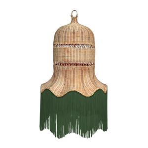 Earthy Brown Fringe <b>Wicker</b> Pendant <b>Light</b> Shade Tiered Bell Silhouette Rattan Lampshade Hanging <b>Ceiling</b> Cover - Product Image 2