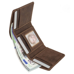 <b>Mens</b> Vintage Genuine Leather Tri Fold <b>Wallet</b> Custom Logo Top Grain Cowhide <b>Card</b> Holder Compact Billfold LTW-0182 - Product Image 3