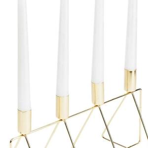 Candelabro de Hierro Geométrico Dorado Nórdico, Portavelas de 4 Ranuras para Velas Cónicas, Candelabro de Metal Moderno y Abstracto para Decoración de Mesa de Boda - Product Image 6