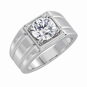Lab Grown Diamond 925 <b>Silver</b> <b>Sterling</b> Round Brilliant Cut Diamond <b>Ring</b> Classic Engagement Wedding <b>Ring</b> for <b>Men</b> - Product Image 2