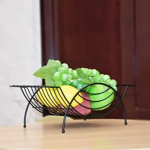 Top Selling Wholesale Unique Shaped Fruit Basket Metal Black Finishing <b>Storage</b> Organizer for Counter Coffee <b>Table</b> Bar - Product Image 3