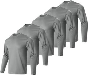 Camiseta de Manga Larga para Hombre, Cuello Redondo, Corte Ajustado, Secado Rápido, Color Sólido, Tejido de Punto, Ropa Casual, 100% Poliéster, Venta al Por Mayor, Entrega Rápida, ODM - Product Image 4