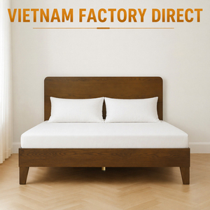 B2B Minimalist Eco-Friendly Solid Oak Wood Queen or Customizable Sizes <b>Bed</b> <b>Frame</b> Bedroom Furniture Export Quality Standard - Product Image 1