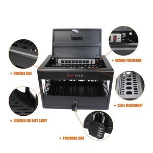 16-Bay Charging Cabinet for Laptop/Chromebook BLACK Locking Charging Station <b>Storage</b> <b>Locker</b> - Product Image 1