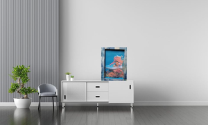 Cadre photo de table vertical carré personnalisé FAIZA CRAFT en MDF bleu et blanc avec incrustation de os et motif en mosaïque, imprimé UV, étanche - Product Image 4