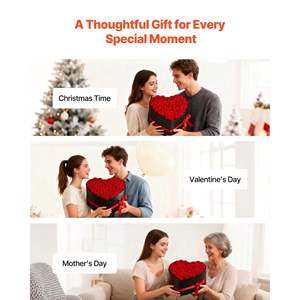 Flores Eternas, 50 Rosas Rojas Preservadas en Caja con Forma de Corazón, Ramo Inmortal para Cumpleaños, Día de San Valentín, Navidad, Entrega de Regalos - Product Image 5