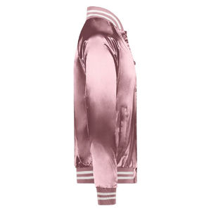 เสื้อแจ็คเก็ตบอมเบอร์ผ้าซาตินเนื้อนุ่ม 100% โพลีเอสเตอร์ สำหรับผู้ชาย รุ่นสปริง สตาร์ทเตอร์ เลตเตอร์แมน วาซิร์ตี้ แจ็คเก็ต OEM ดีไซน์แบบกำหนดเอง - Product Image 4