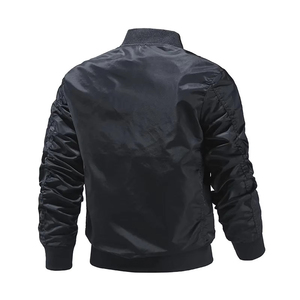 Veste bomber aviateur élégante pour homme, col montant, couleur unie, tendance streetwear, pour l'extérieur, hiver. - Product Image 4