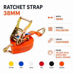Sangle d'arrimage à cliquet en polyester de qualité supérieure, longueur personnalisée pour remorques à plateau, faible élasticité - Product Image 2