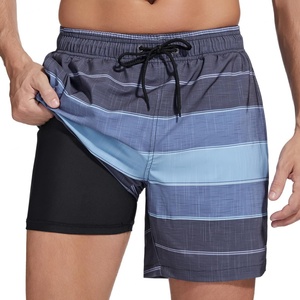 Custom Spandex / Polyester <b>Mens</b> Swim <b>Trunks</b> With Compression Swim Shorts Quick Dry Swimwear Shorts Bathing Suits - Product Image 5