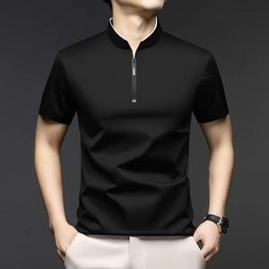 Chemise Homme Vintage Décontractée Couleur Unie Manches Courtes Col Montant Anti-rétrécissement Polyvalente Confortable - Product Image 2