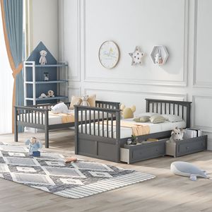 Letto a Castello Convertibile Grigio con Cassetti per Bambini, Vecchio SKU SM000240AAE 1 - Product Image 3
