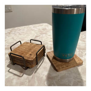 Posavasos de madera natural, ideales para decoración minimalista de mesas, encimeras de cocina y uso en habitaciones, base para mesita de noche para vasos de agua. - Product Image 2