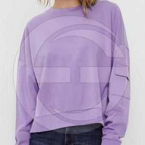 Sweat-shirt pour femme en polaire imperméable, grande taille, avec logo personnalisé, manches longues, col rond, épaules tombantes - Product Image 4
