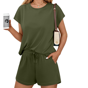 High Quality Summer Women's <b>Sets</b> 300gsm Short Sleeved And Shorts Two Piece Women's <b>Sets</b> Breathable Quick Dry Short <b>Set</b> Women's - Product Image 1