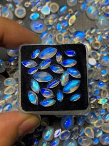 มูนสโตนสีขาวรูปทรงมาร์คีส์แบบคาโบชอง  ขนาด 3x6 มม. 4x8 มม. 5x10 มม.  มูนสโตนธรรมชาติสำหรับทำเครื่องประดับ - Product Image 6