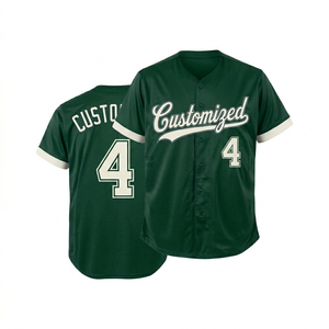 Camiseta de béisbol personalizada fabricada a medida con nombre de equipo, número y botones, cuello en V, uniforme deportivo para hombre. - Product Image 1