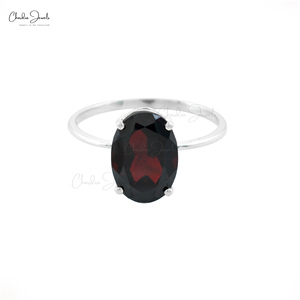 Anillo Solitario Más Vendido de Alibaba, Hecho a Mano en Plata de Ley 925 con Piedra Preciosa de Granate de Corte Ovalado de 9X7MM a Precio Ofrecido - Product Image 3