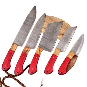 Handmade Damascus Steel Chef <b>Knife</b> <b>Set</b> 5 Pieces Razor <b>Sharp</b> High Carbon Forged Customizable Wholesale Wood Handle Sustainable - Product Image 1