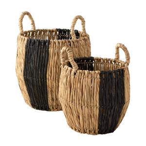 Panier en jacinthe d'eau naturelle et noire, lot de 2, fait main, panier de rangement, vente en gros, écologique, fabriqué au Vietnam - Product Image 1